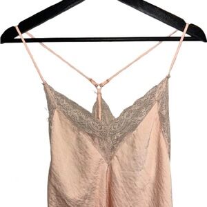 Elegant Lace Trim Pajama Set in Peach